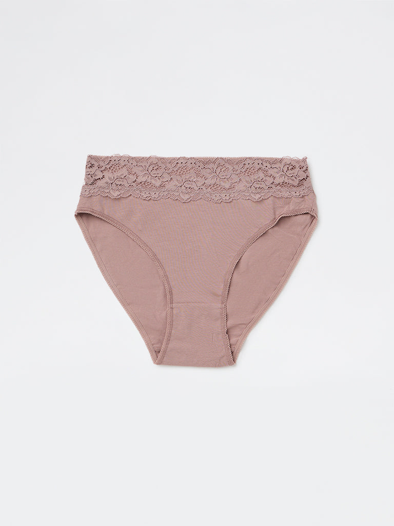 Wunderlove 3-Pack Lace Detailed Hi-Leg Cotton-Blend Briefs