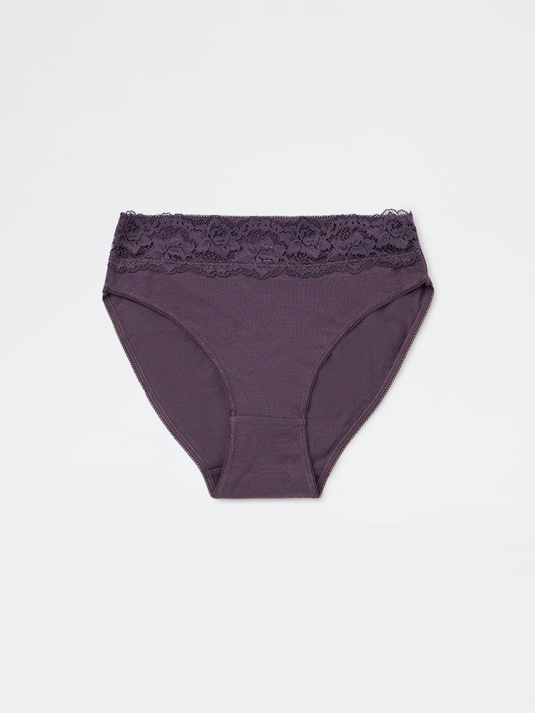 Wunderlove 3-Pack Lace Detailed Hi-Leg Cotton-Blend Briefs
