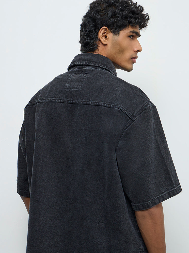 Nuon Charcoal Relaxed-Fit Denim Shirt