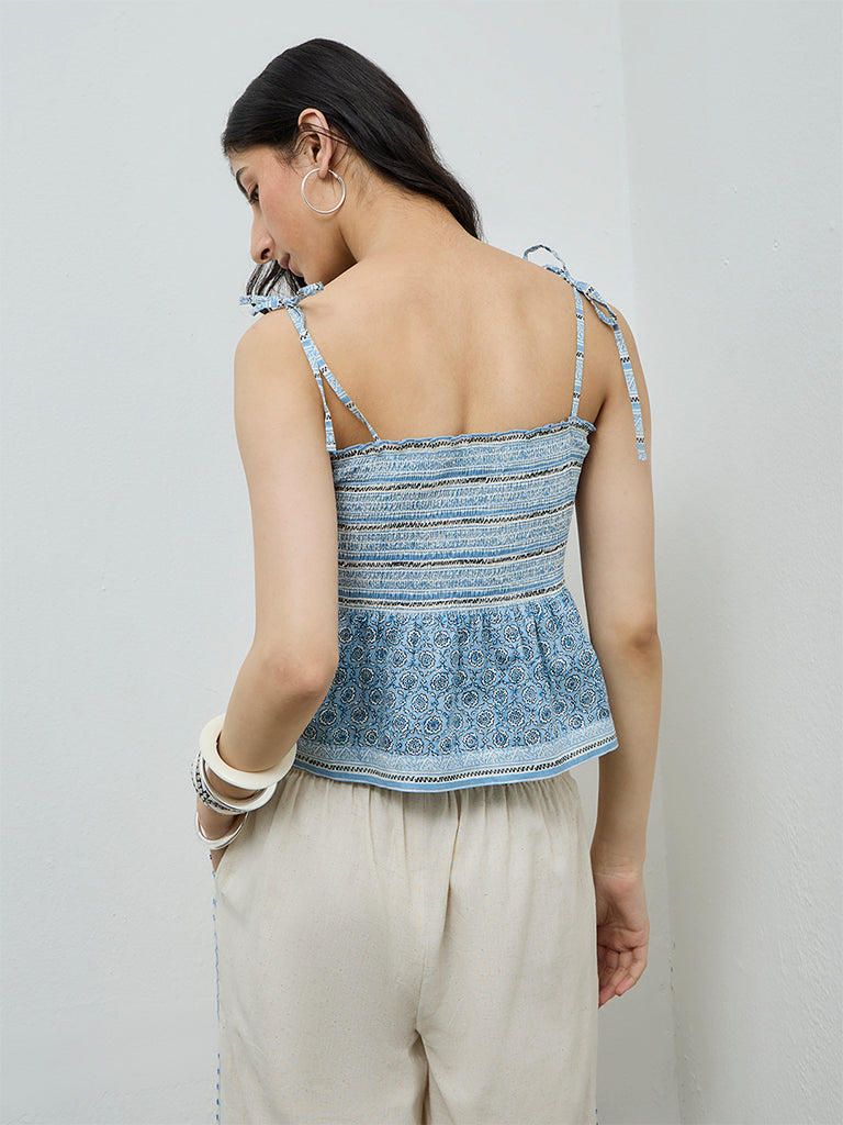 Bombay Paisley Blue Printed Cotton Top
