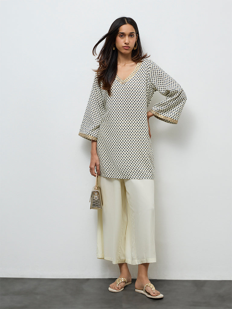 Utsa Cream Boota Printed Tunic