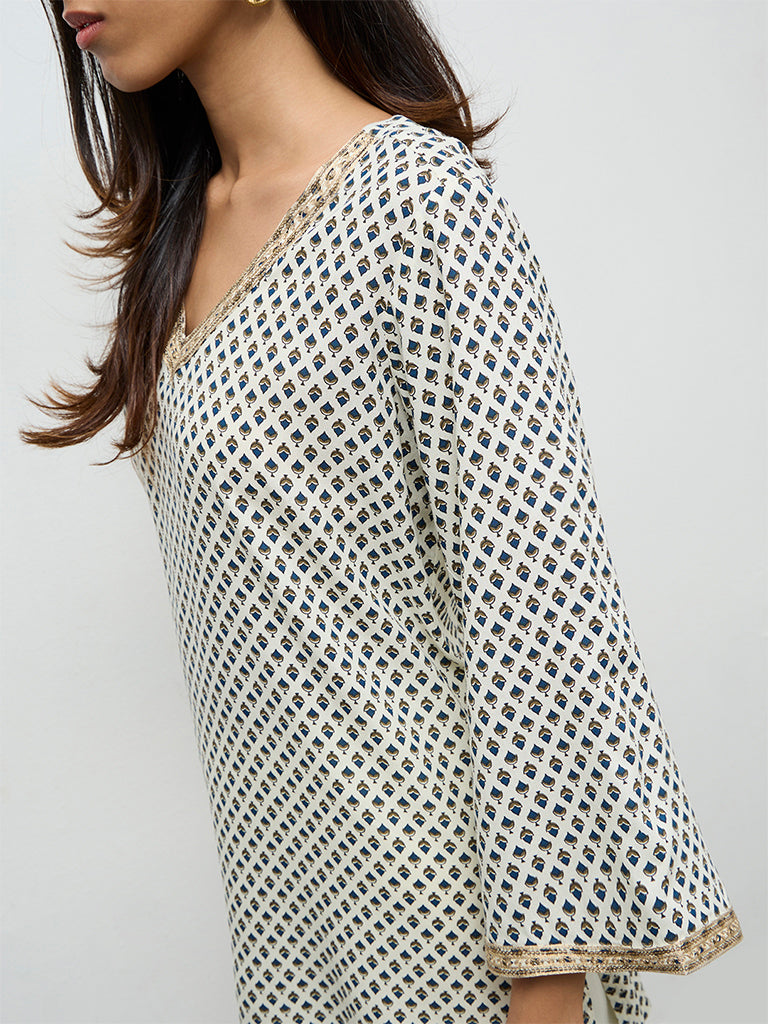 Utsa Cream Boota Printed Tunic