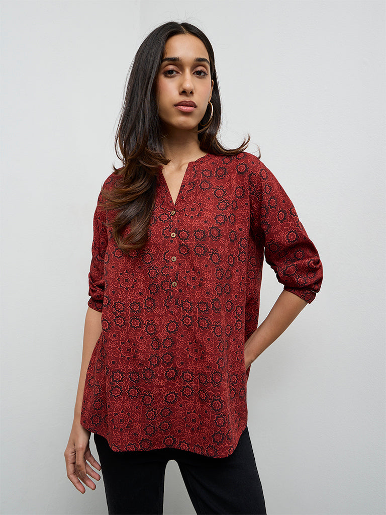 Utsa Rust Printed Tunic