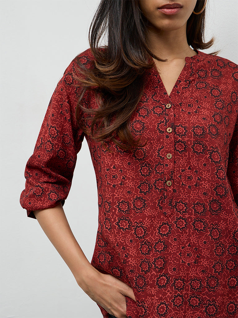 Utsa Rust Printed Tunic