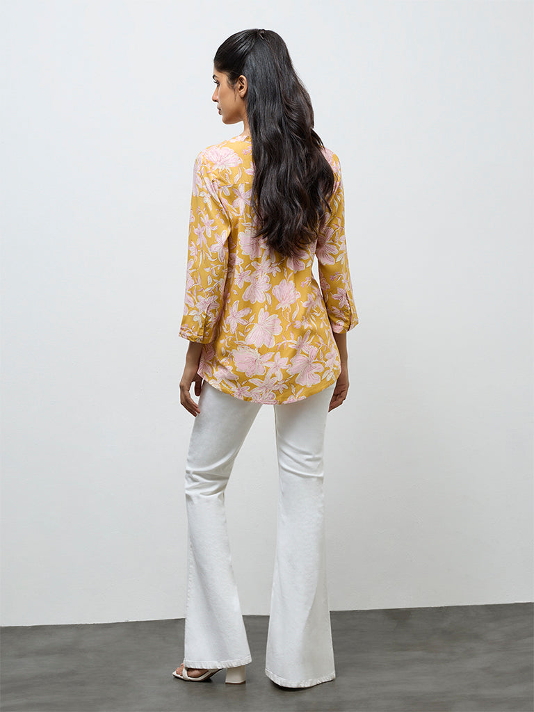 Utsa Yellow Foliage Printed Tunic