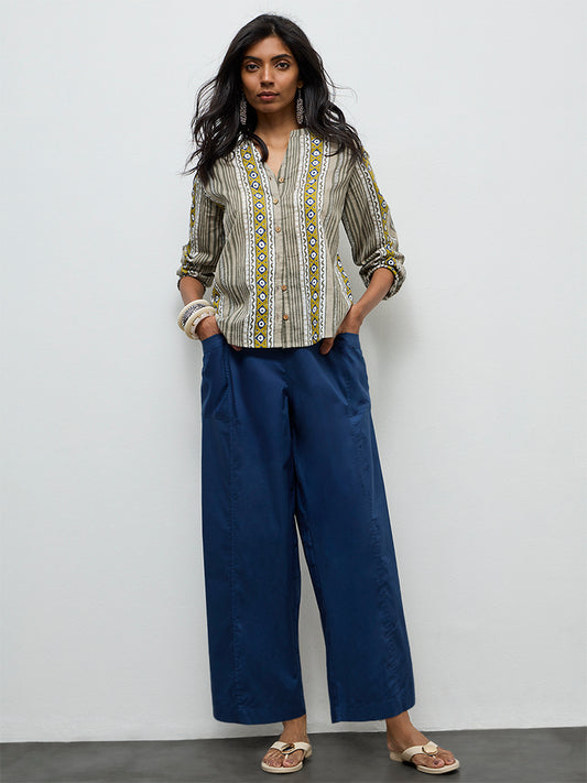 Utsa Indigo Solid Cotton Pants
