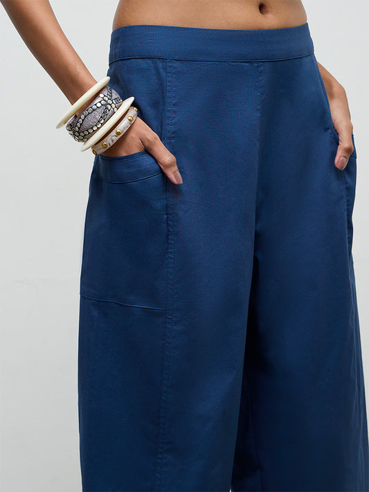 Utsa Indigo Solid Cotton Pants