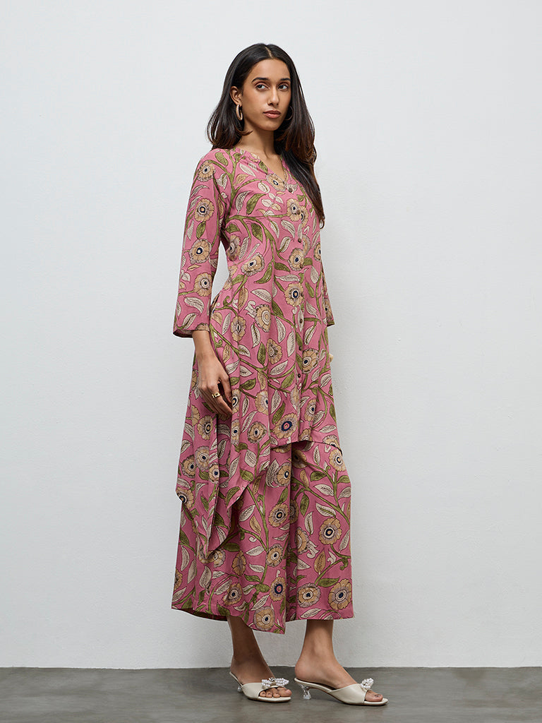 Utsa Pink Foliage Printed Palazzos