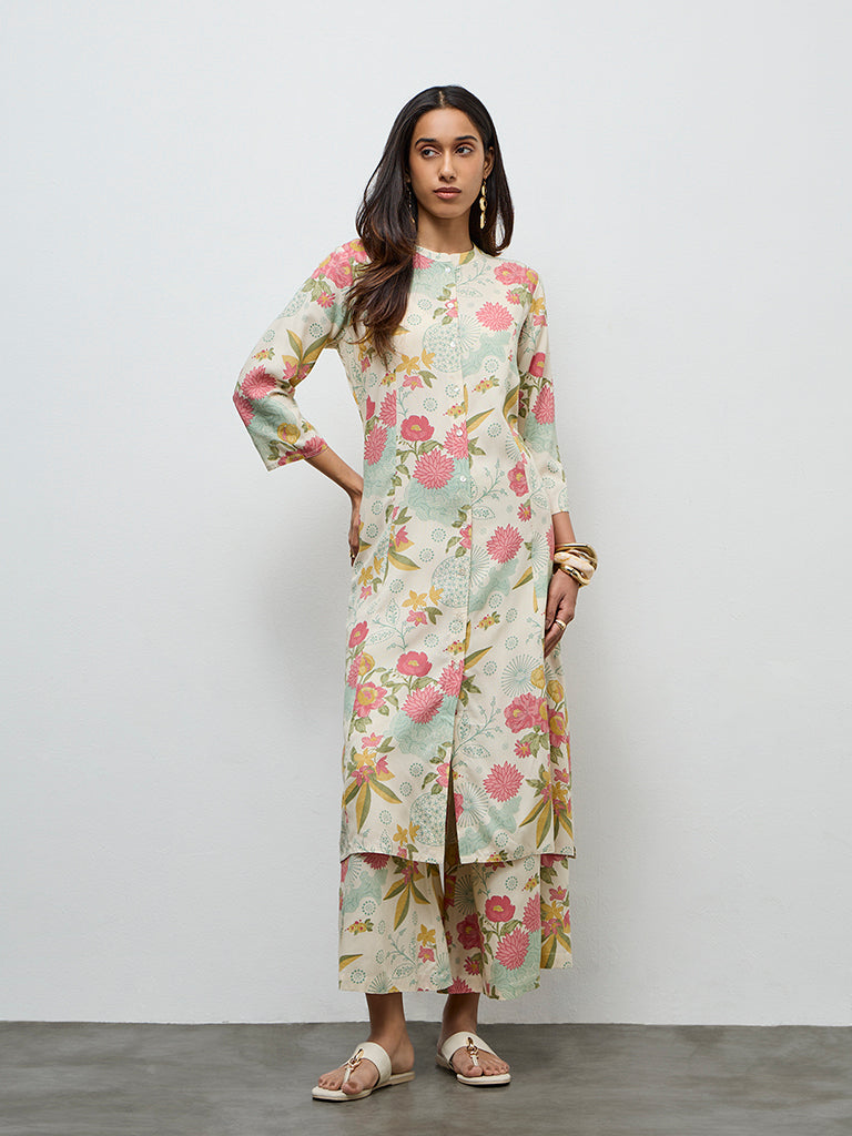 Utsa Cream Botanical Design Palazzos