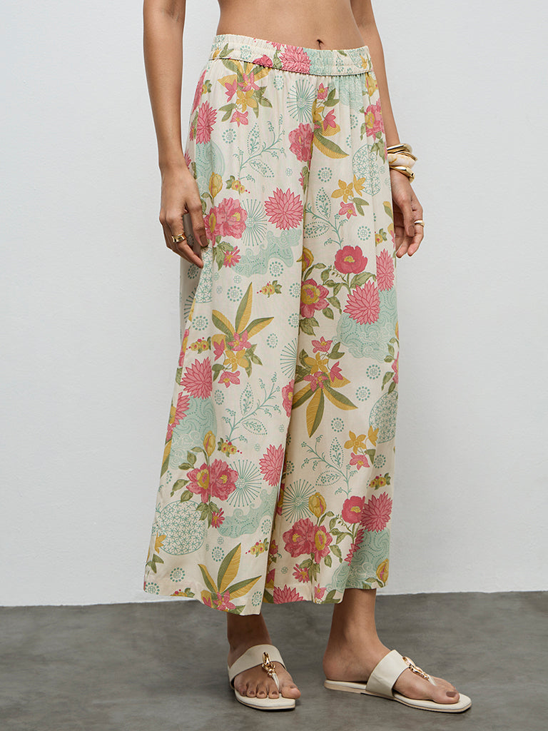 Utsa Cream Botanical Design Palazzos