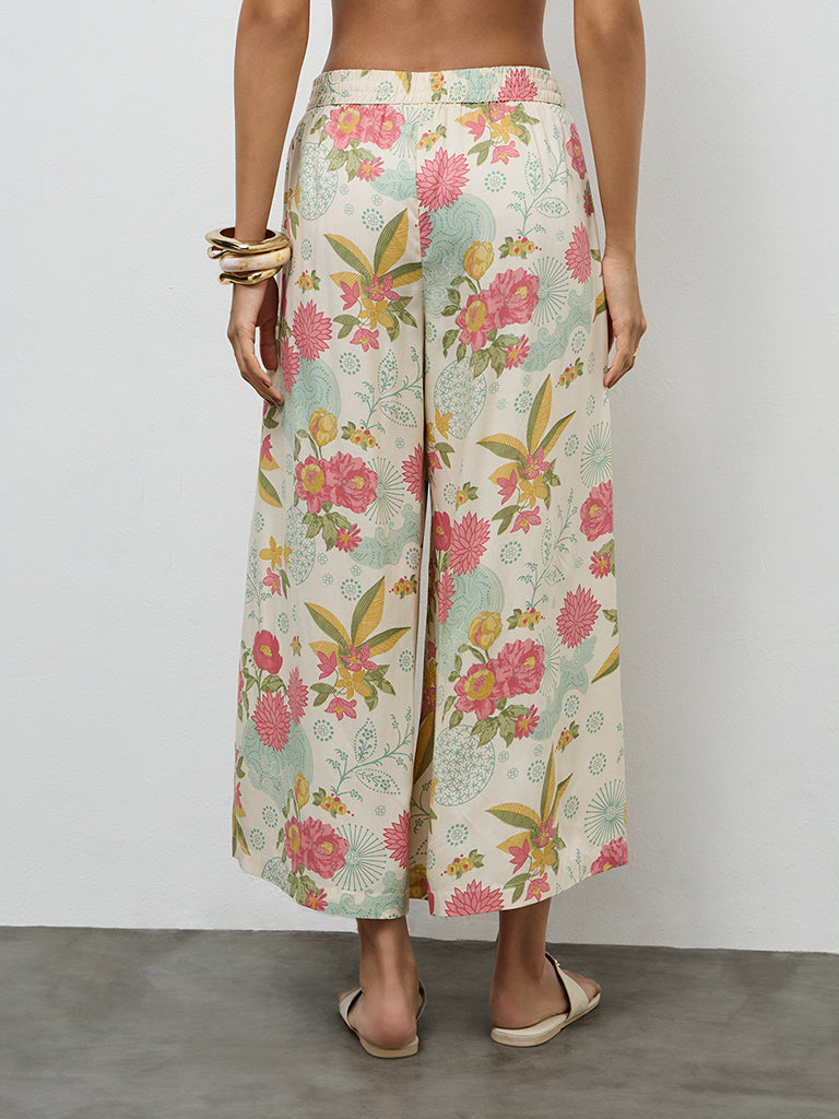 Utsa Cream Botanical Design Palazzos