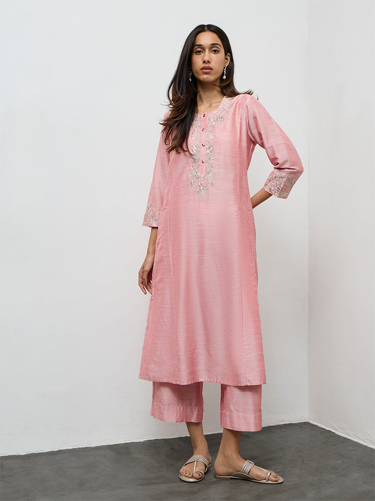 Utsa Pink Solid Ethnic Pants