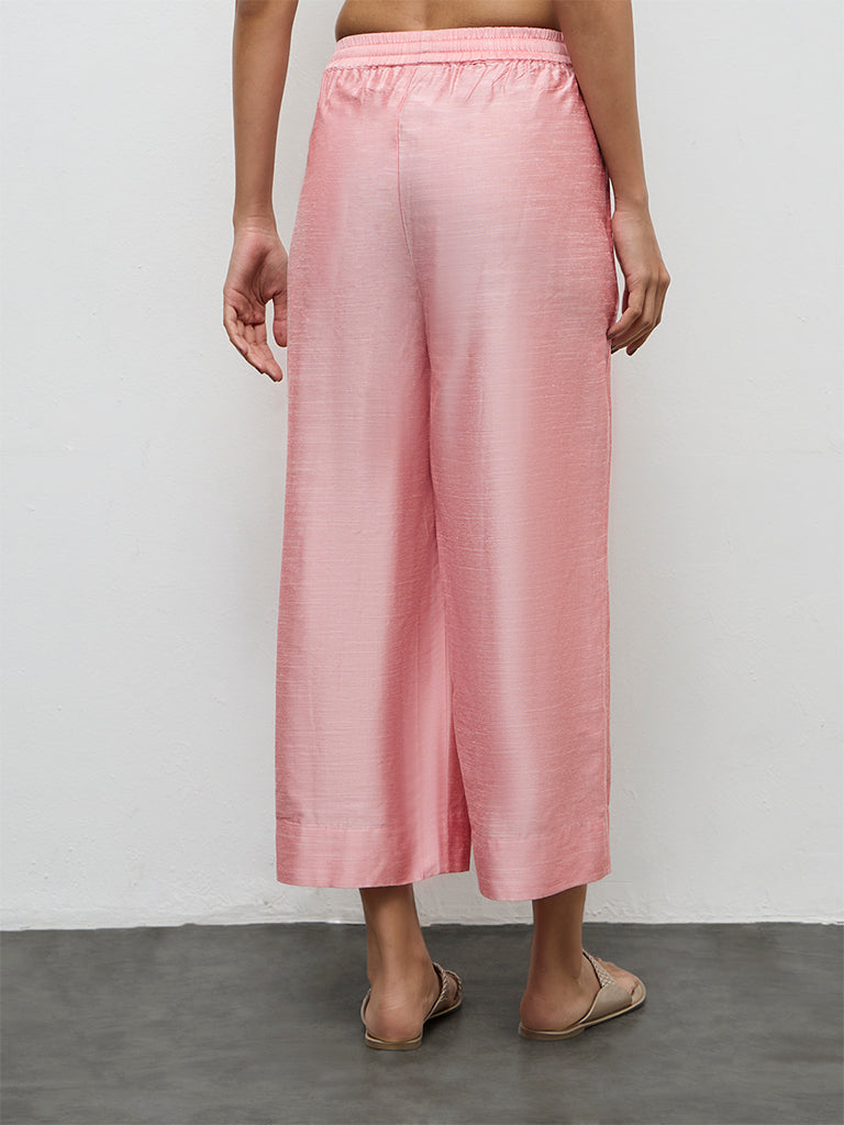 Utsa Pink Solid Ethnic Pants
