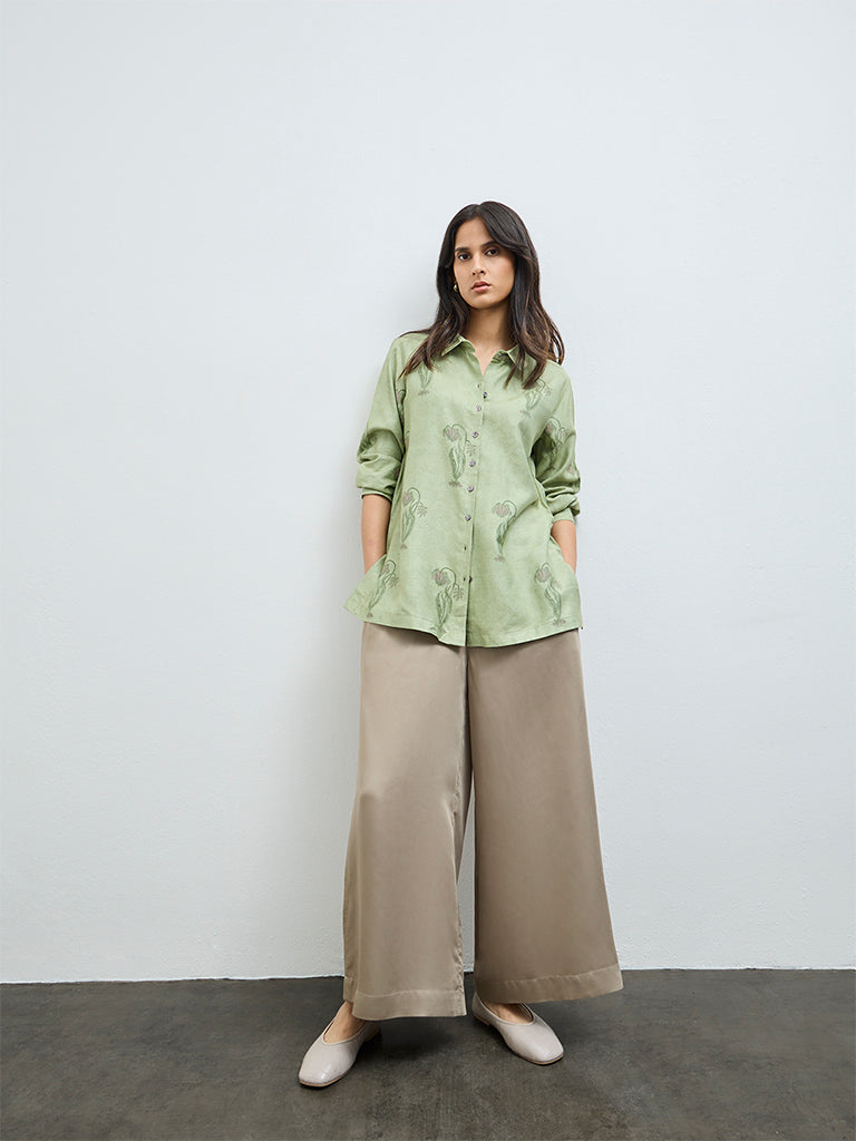 Zuba Taupe Solid Pants