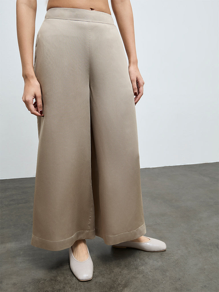 Zuba Taupe Solid Pants