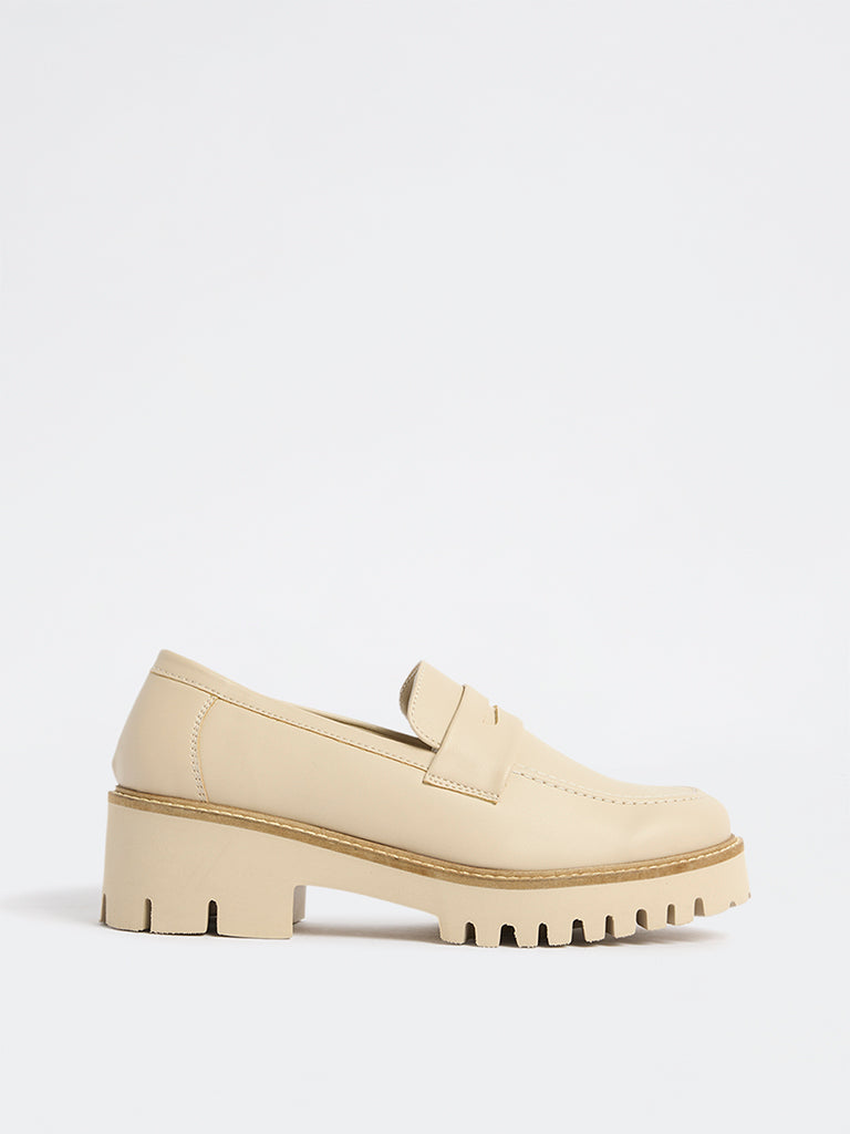LUNA BLU Ivory Penny Strap Loafers