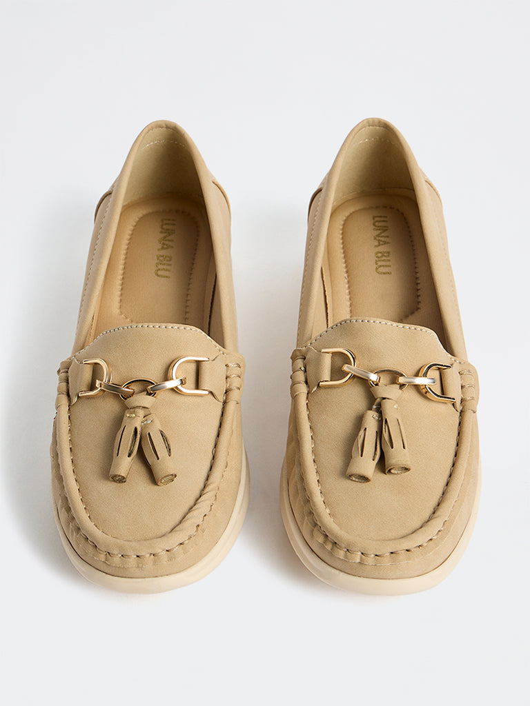 LUNA BLU Ivory Tassel Detailed Loafers