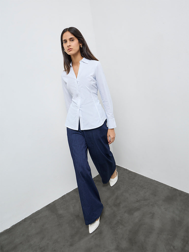 Wardrobe White Dot Printed Shirt