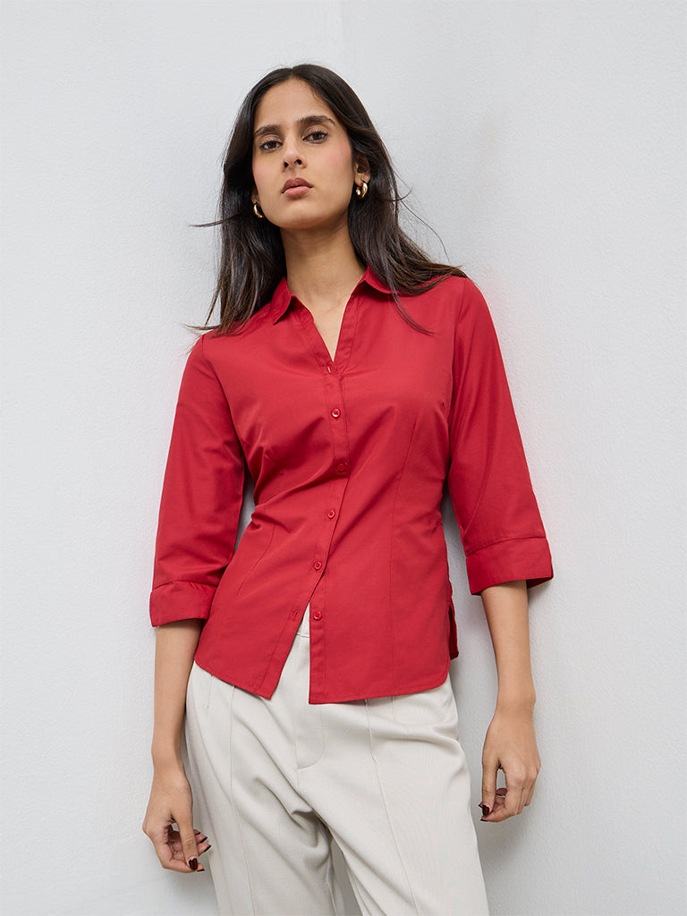 Wardrobe Red Solid Shirt