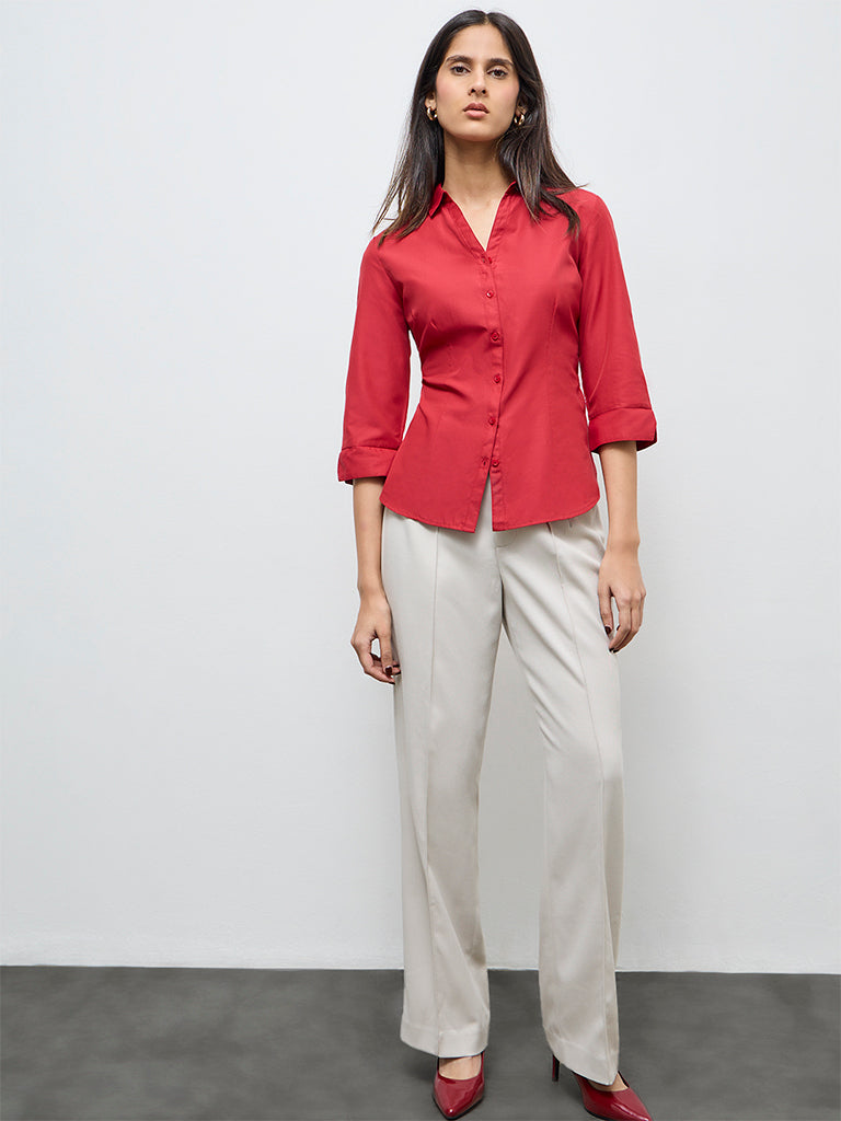 Wardrobe Red Solid Shirt