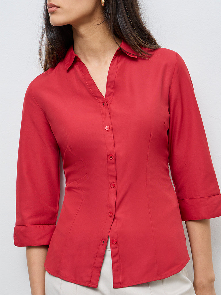 Wardrobe Red Solid Shirt