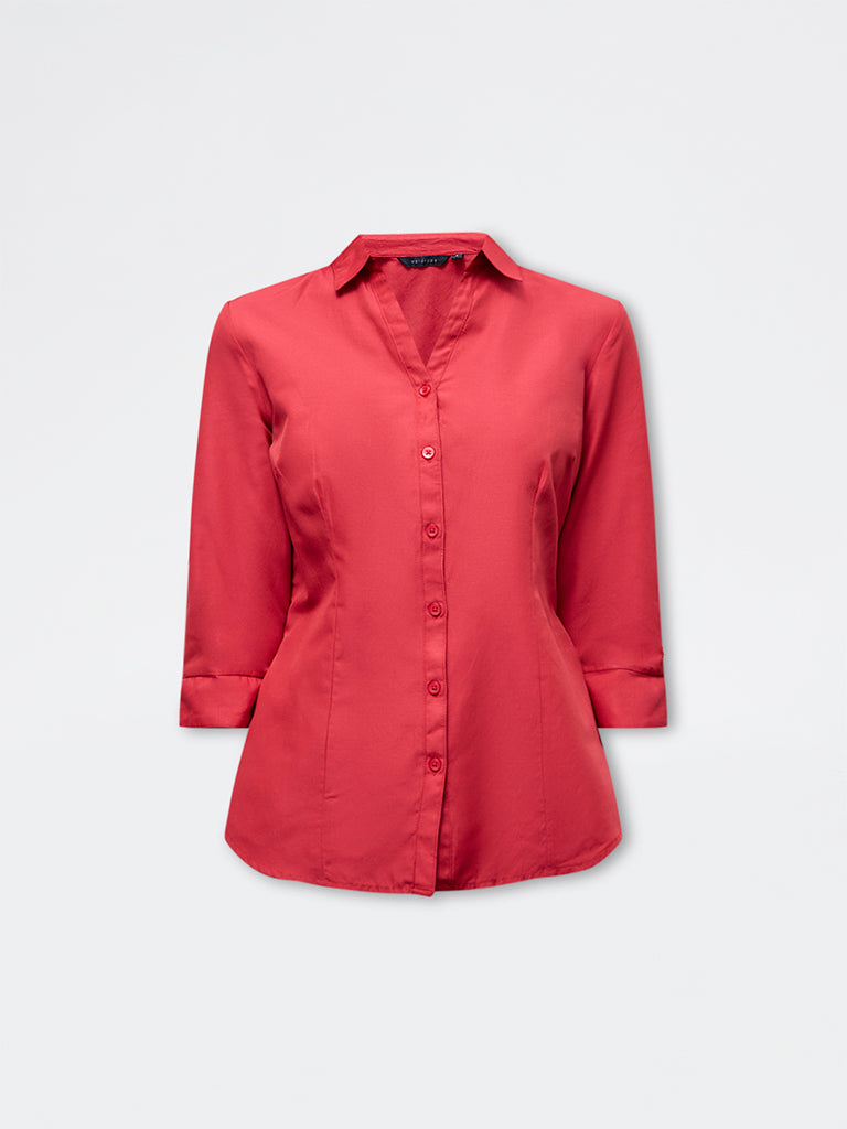 Wardrobe Red Solid Shirt