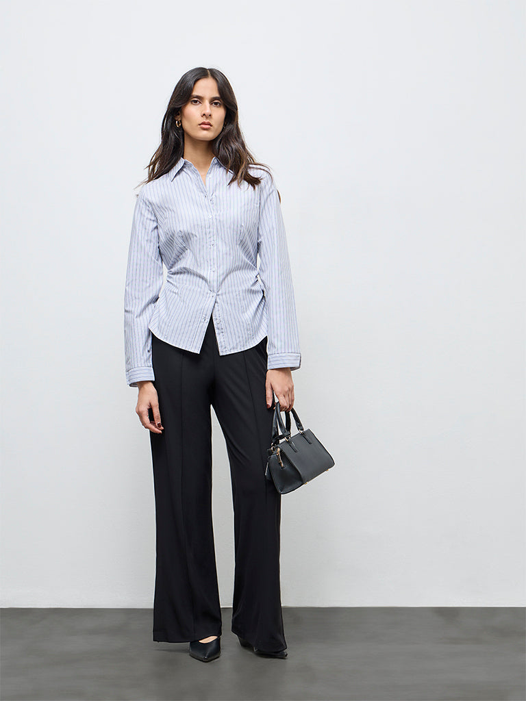 Wardrobe Grey Striped Ruched Shirt