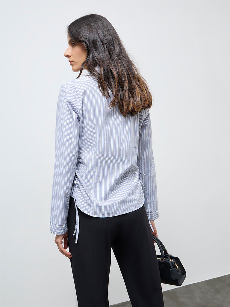 Wardrobe Grey Striped Ruched Shirt