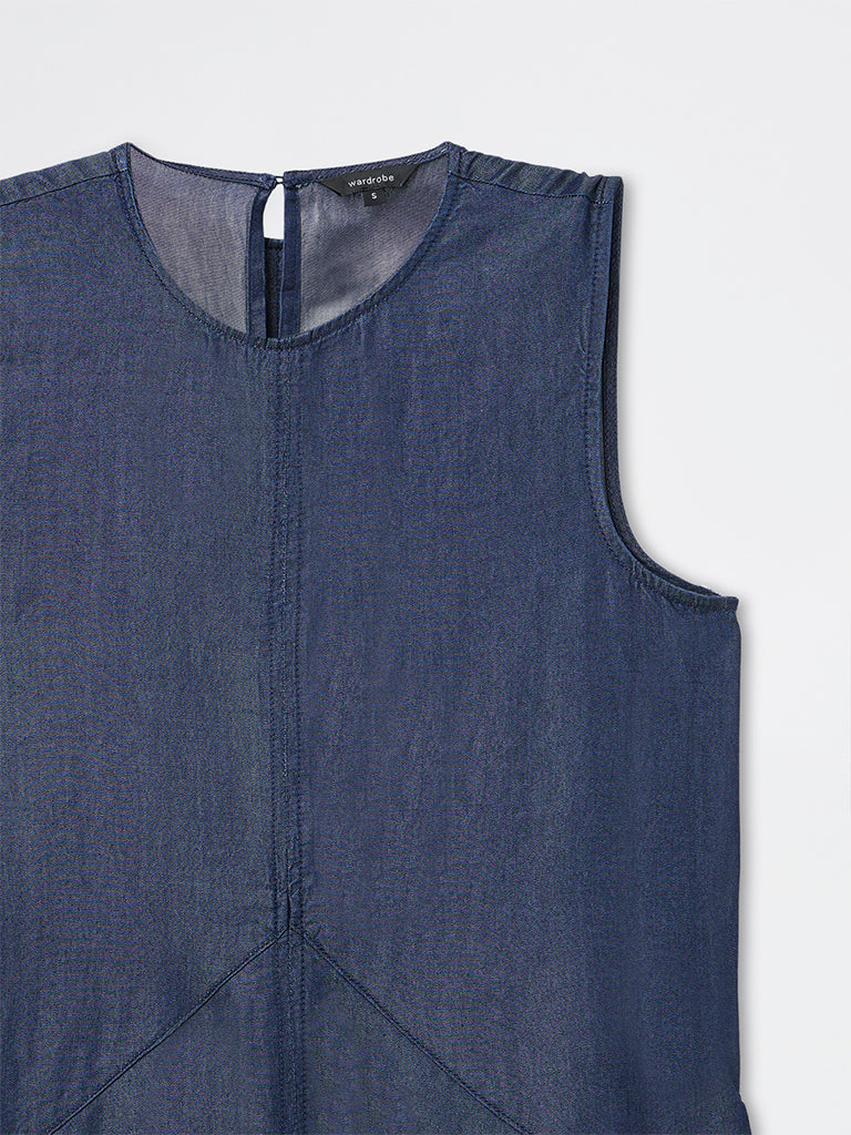 Buy Wardrobe Indigo Denim A-Line Dress from Westside