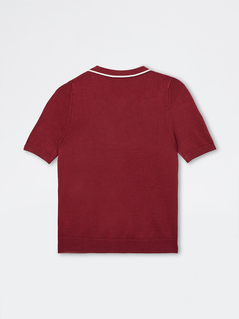Wardrobe Maroon Knit-Textured Top