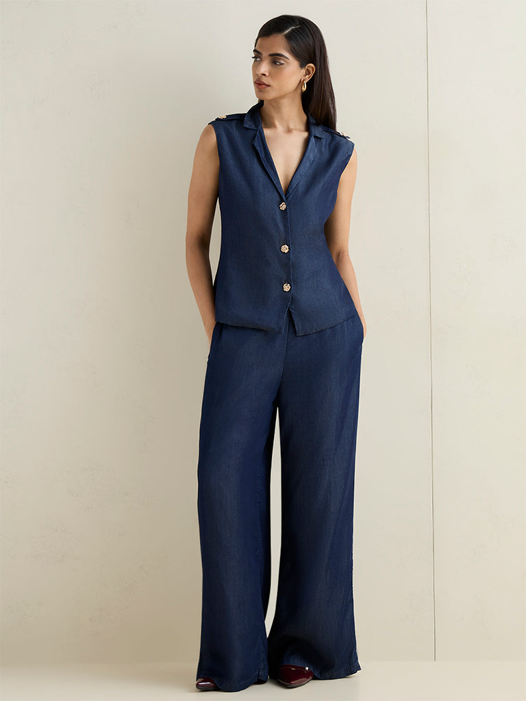 Wardrobe Dark Blue Embellished Denim Jacket
