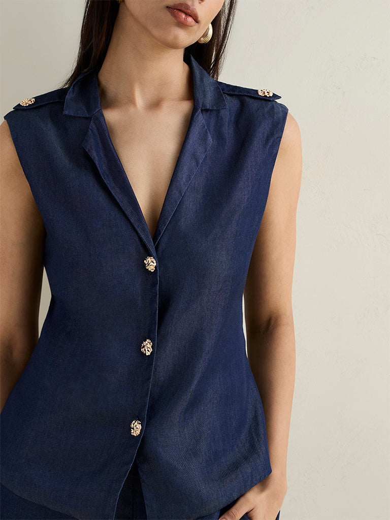 Wardrobe Dark Blue Embellished Denim Jacket