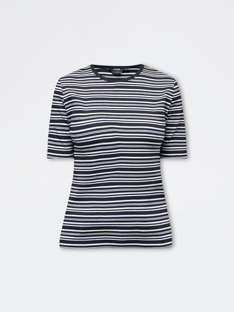 Wardrobe Brown Striped Cotton-Blend T-Shirt