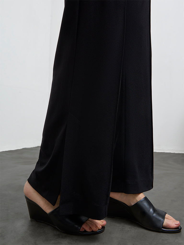 Wardrobe Black Pipeline-Detailed High-Rise Trousers