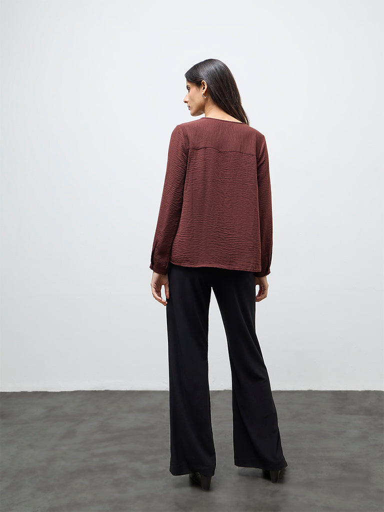 Wardrobe Black Pipeline-Detailed High-Rise Trousers
