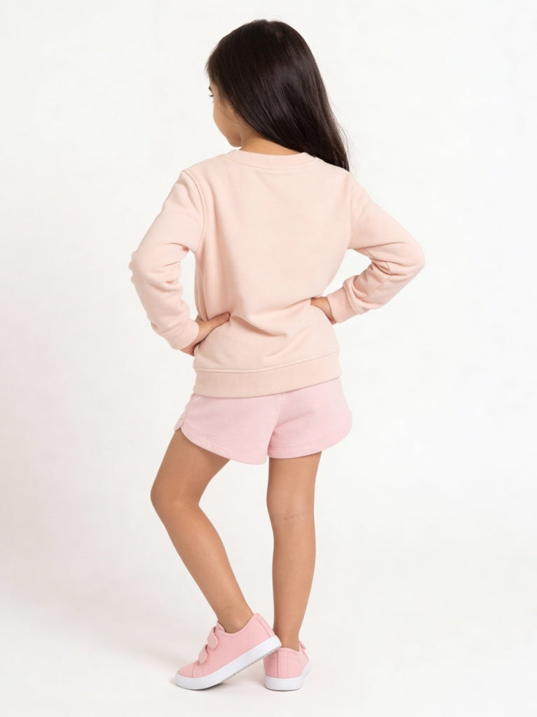 HOP Kids Girls Pink Tropical-Inspired High-Rise Cotton Shorts