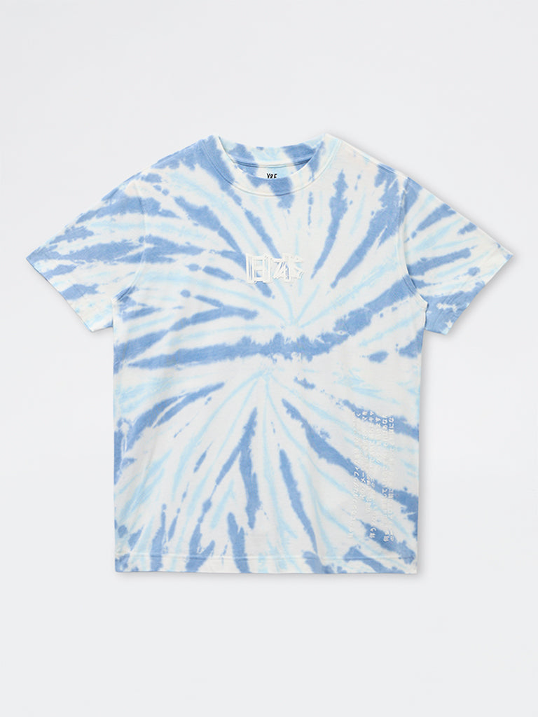 Boys Blue Tie-Dye Cotton T-Shirt