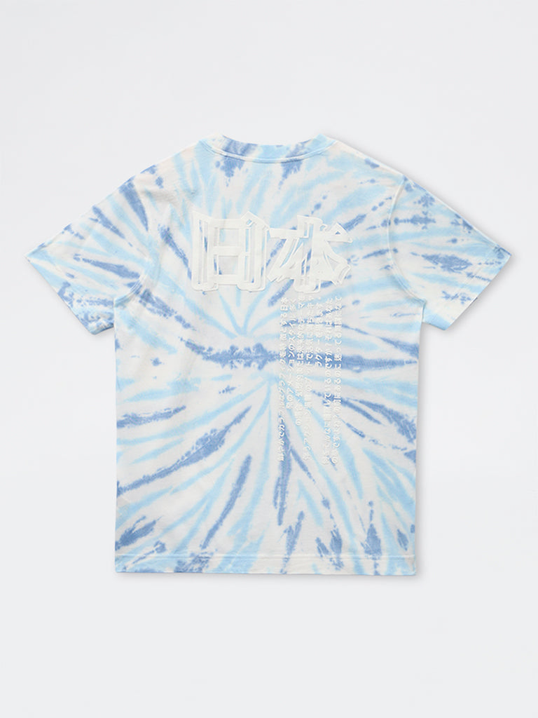 Boys Blue Tie-Dye Cotton T-Shirt