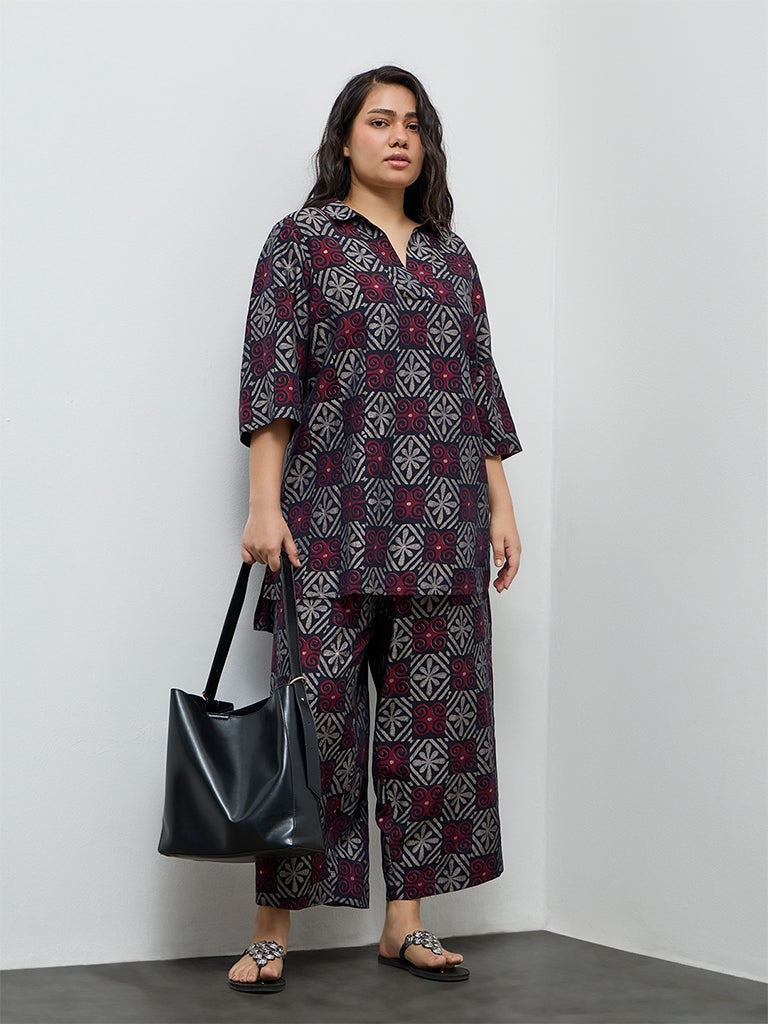 Diza Black Printed High-Low Tunic