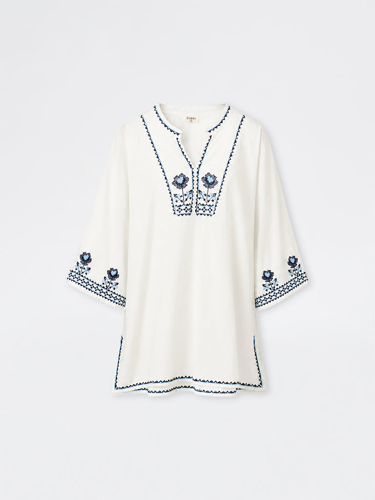 Diza White Embroidered Straight Kurta