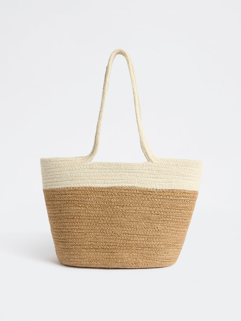 Westside Home Brown Jute Textured Lunch Bag