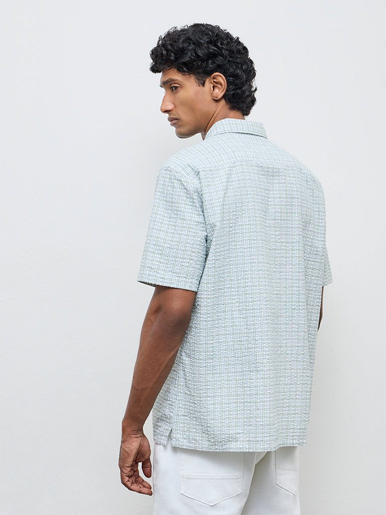 WES Casuals Sage Check Relaxed Fit Cotton Shirt