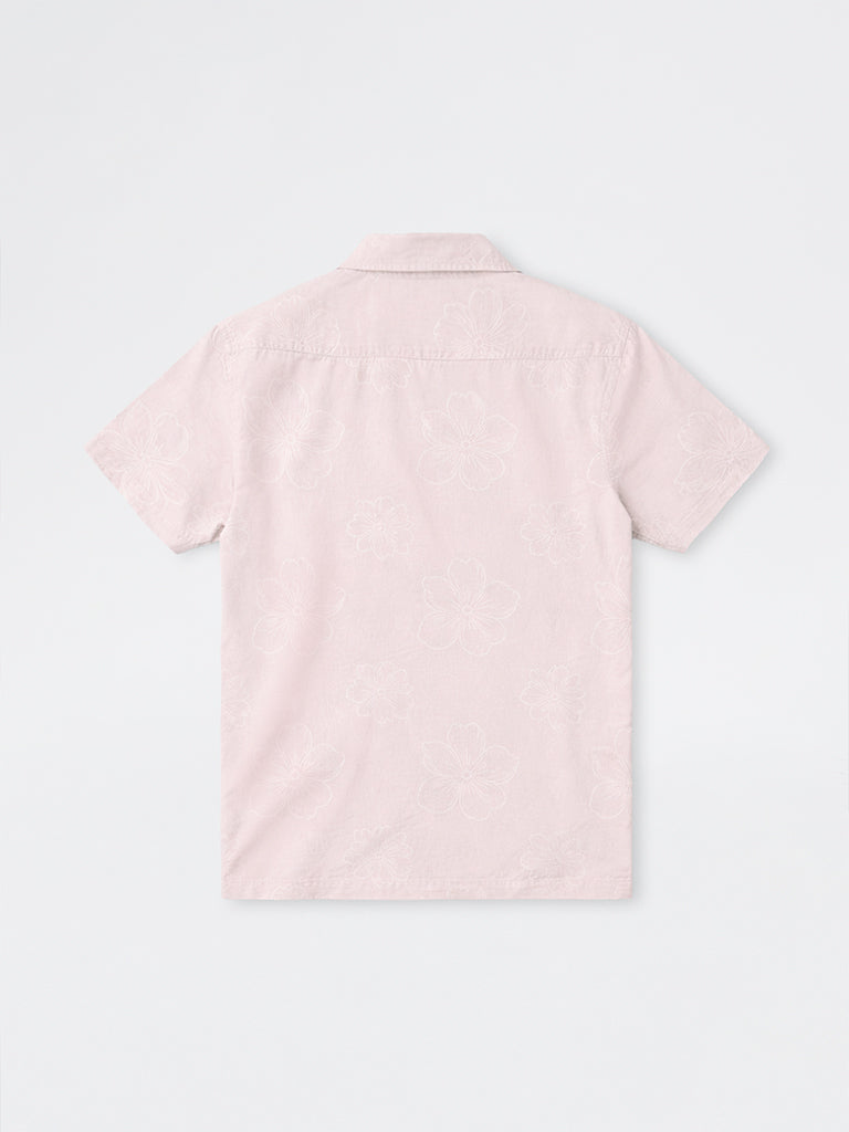 WES Casuals Light Pink Floral Relaxed-Fit Cotton-Blend Shirt