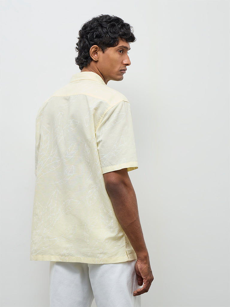 WES Casuals Yellow Relaxed-Fit Cotton-Blend Shirt