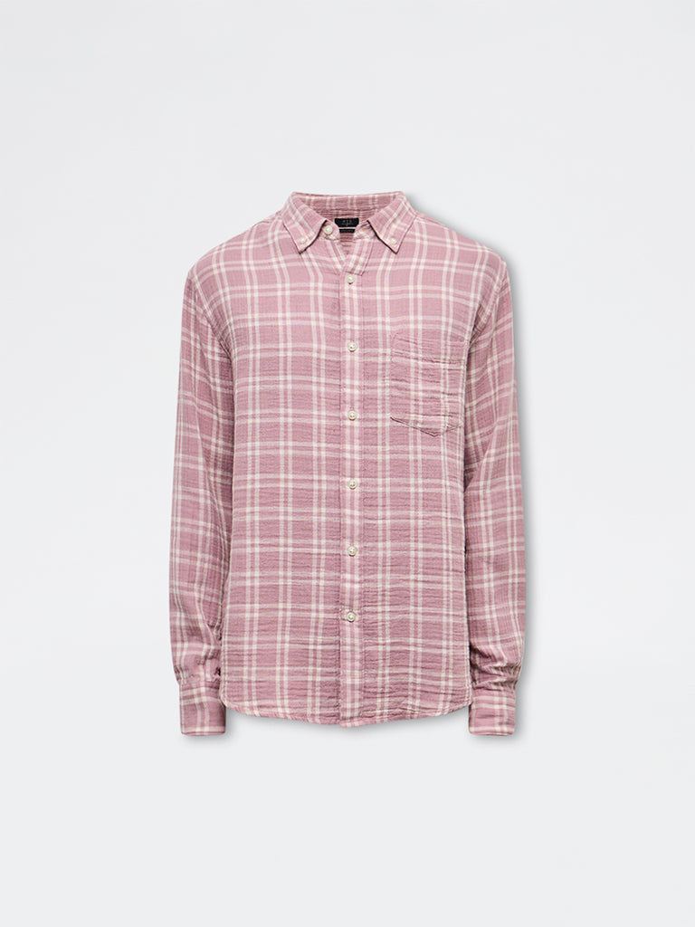 WES Casuals Dusty Pink Checks Relaxed-Fit Cotton Shirt