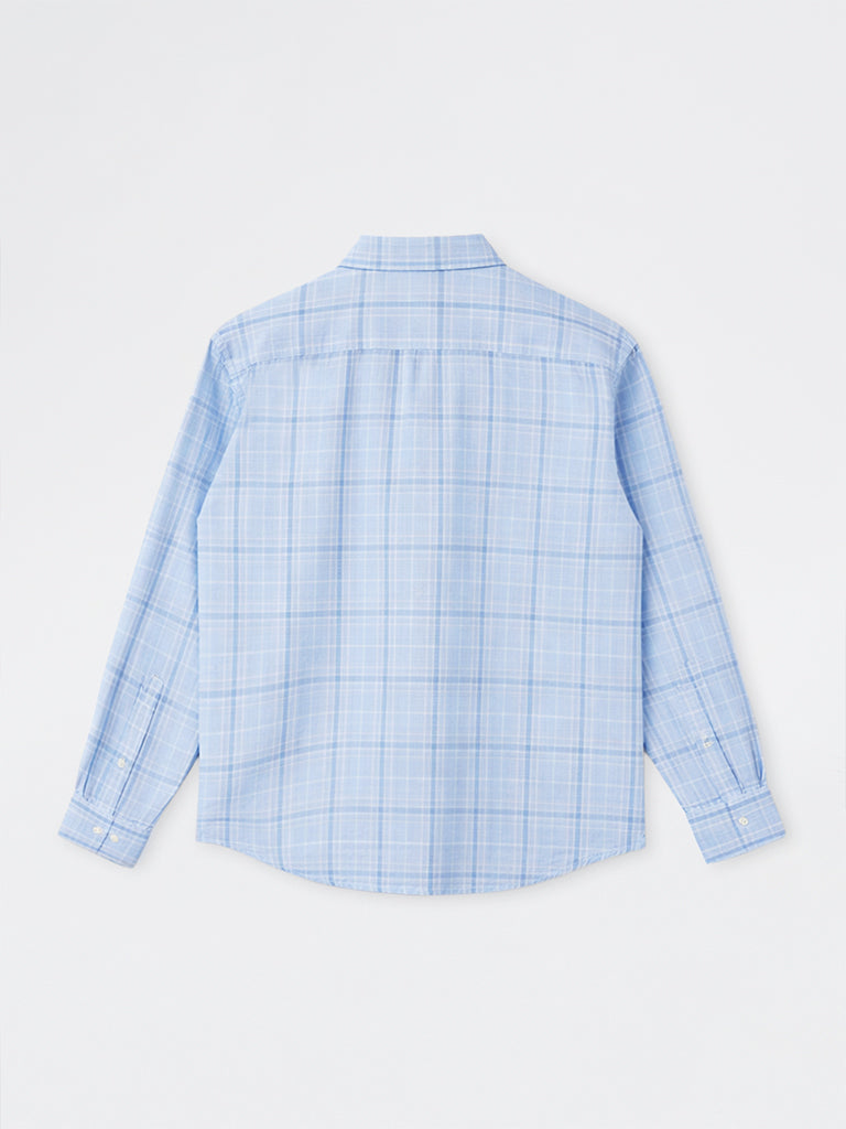WES Casuals Light Blue Relaxed-Fit Cotton-Blend Shirt