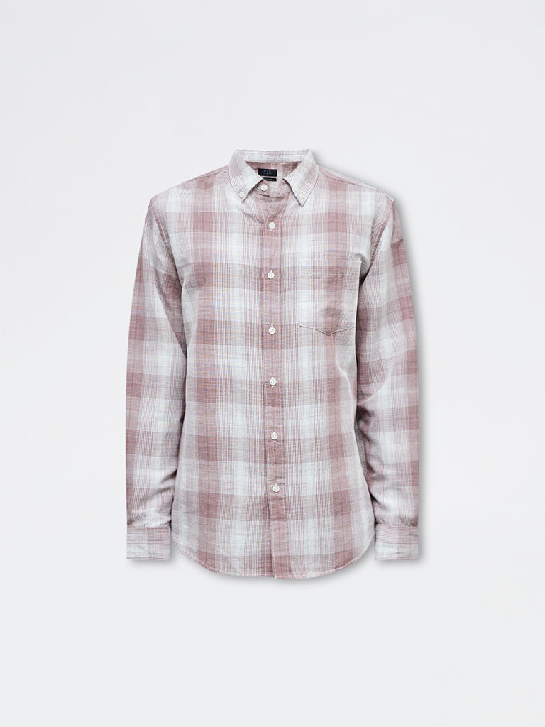 WES Casuals Dusty Pink Checks Relaxed Fit Cotton-Blend Shirt