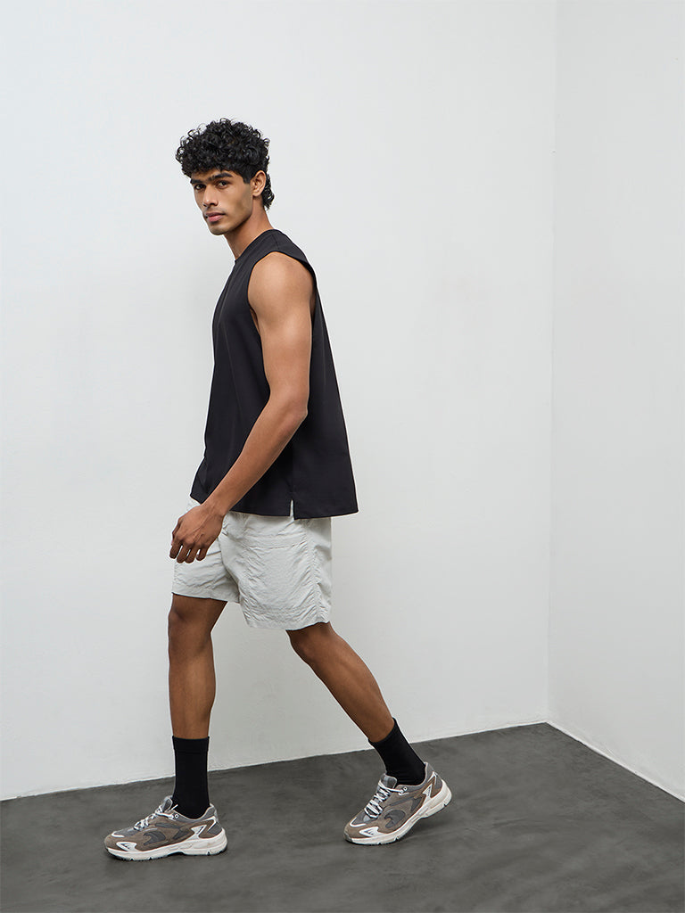 Nuoflexx Black Relaxed-Fit Cotton-Blend T-Shirt