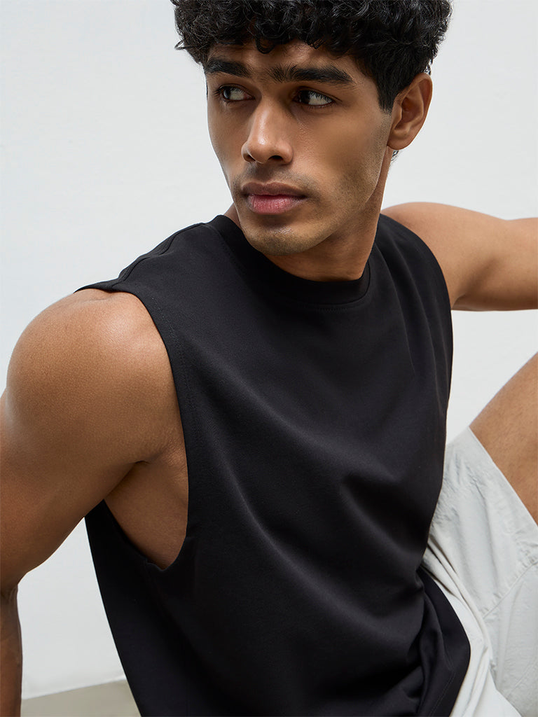 Nuoflexx Black Relaxed-Fit Cotton-Blend T-Shirt