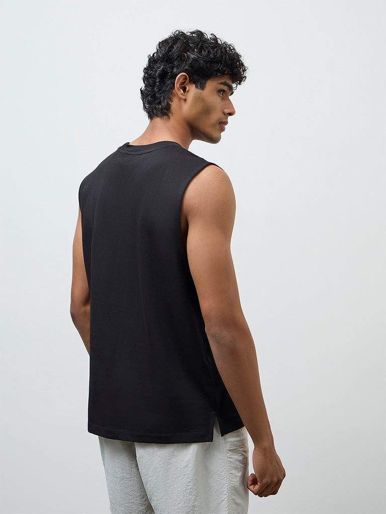 Nuoflexx Black Relaxed-Fit Cotton-Blend T-Shirt